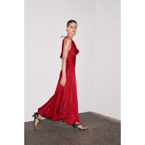ZARA ZW COLLECTION SATIN LONG DRESS - Picture 1 of 9